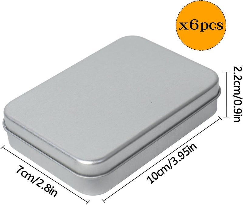 Dmnnlp 6pcs Playing Card Case, Small Mint Tin, Rectangular Metal Tins with Lids, Portable Storage Box for Game Cards Business Trading Cards Candies Teas Earrings Rings Necklace (Silver) - Image 2