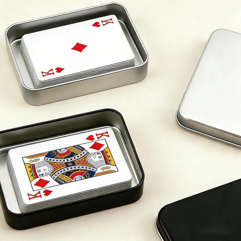 Dmnnlp 6pcs Playing Card Case, Small Mint Tin, Rectangular Metal Tins with Lids, Portable Storage Box for Game Cards Business Trading Cards Candies Teas Earrings Rings Necklace (Silver) - Image 4