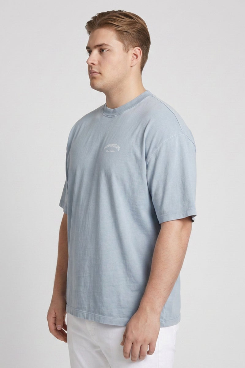 GOOD FOR NOTHING Men Crew Neck Short Sleeve Graphic Print T-Shirt, Stone Blue - Image 3