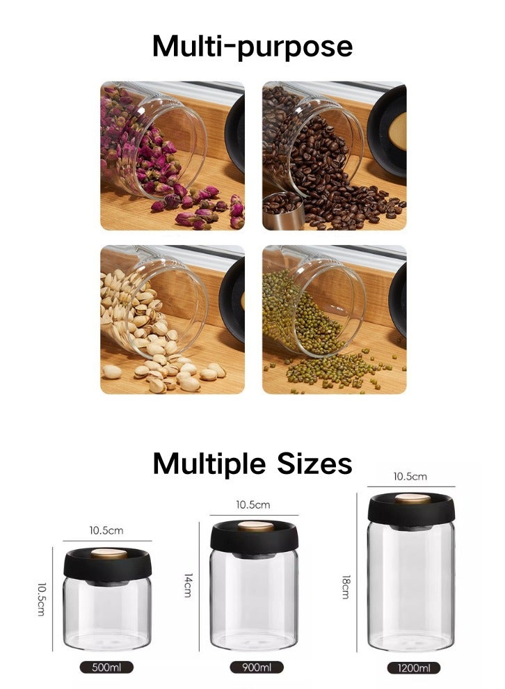الضغط إلى الإطلاق زجاج منع التسرب بوريسيليكات، برطمان التخزين، مناسب لفول القهوة، الحبوب، التوابل والأغذية تخزين، مانع التسرب المقاوم للرطوبة، السعات المتعددة المتاحة، شفاف، الحفاظ على الطازجة - Image 2