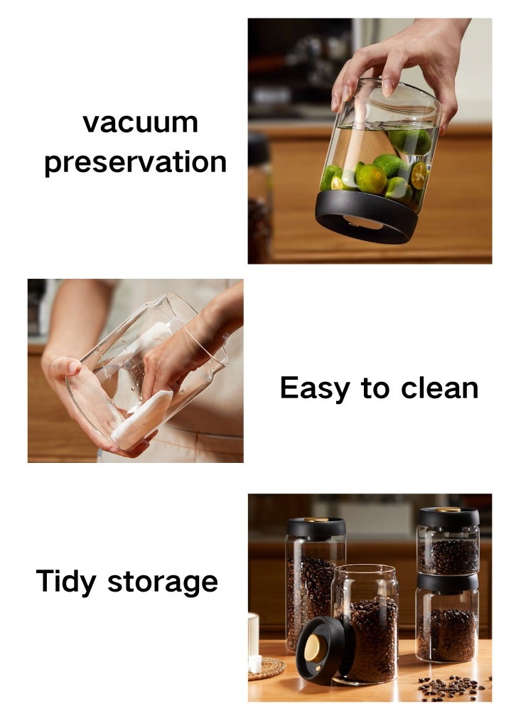 الضغط إلى الإطلاق زجاج منع التسرب بوريسيليكات، برطمان التخزين، مناسب لفول القهوة، الحبوب، التوابل والأغذية تخزين، مانع التسرب المقاوم للرطوبة، السعات المتعددة المتاحة، شفاف، الحفاظ على الطازجة - Image 3