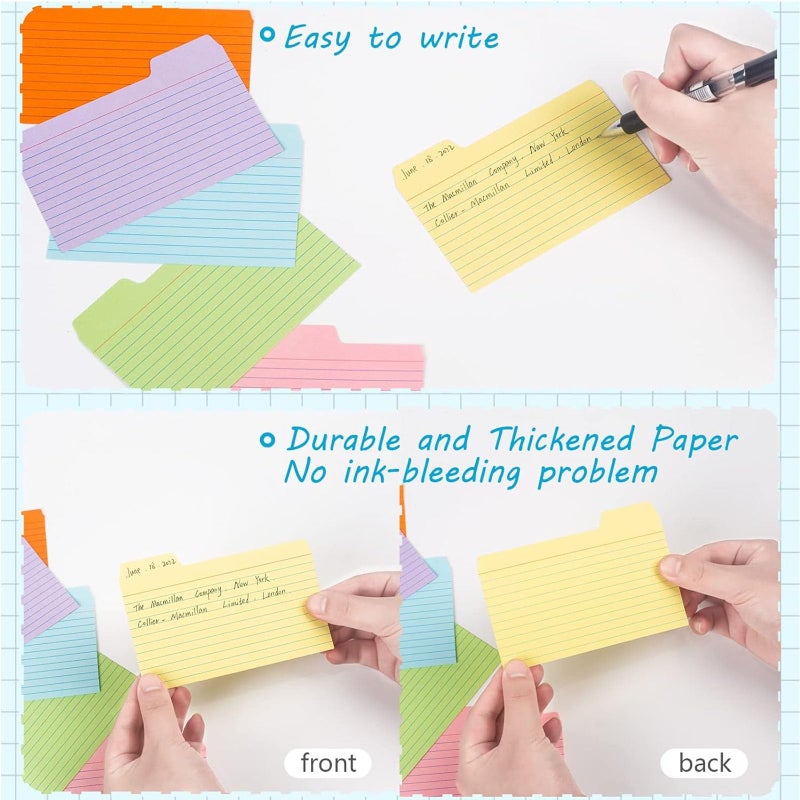 Koogel Index Cards 3x5, 252PCS Colored Flash Card Dividers with Tabs, Dividers Notecards Memo Scratch Pad for Studying Color Coding Project School Supplies Learning Recipe Note Taking To Do List - Image 5
