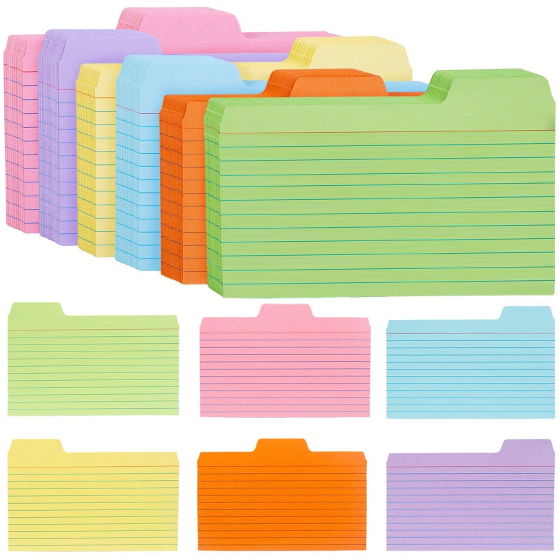 Koogel Index Cards 3x5, 252PCS Colored Flash Card Dividers with Tabs, Dividers Notecards Memo Scratch Pad for Studying Color Coding Project School Supplies Learning Recipe Note Taking To Do List - Image 1