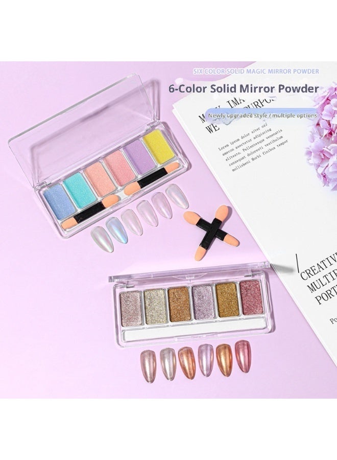 مسحوق مرآة سحرية صلبة بستة ألوان. - Image 2