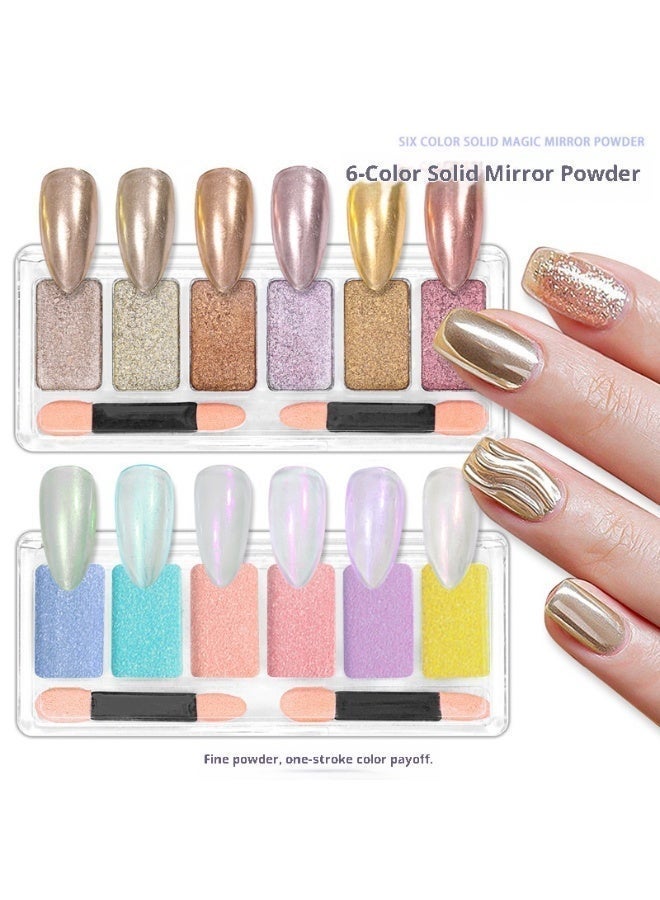 مسحوق مرآة سحرية صلبة بستة ألوان. - Image 5