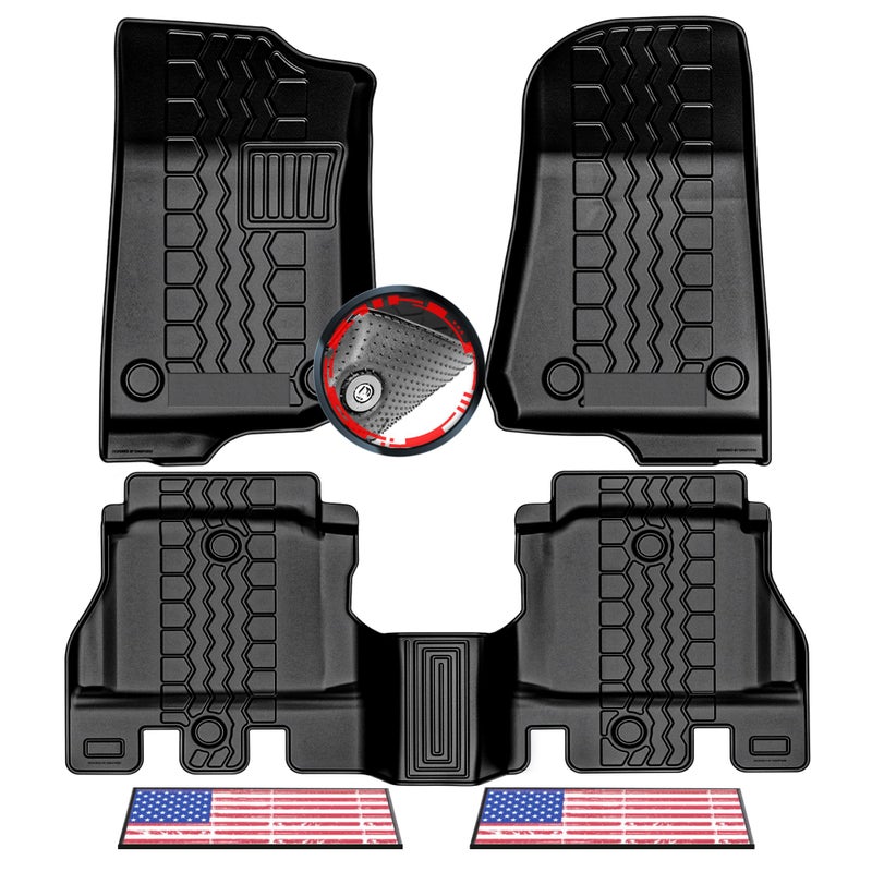 20182025 Jeep Wrangler JL Unlimited 4 Door Not for JK or 4XE Floor Mats 3D Custom Fit Floor Liners for 1st  2nd Rows AntiSlip AllWeather Odorless TPE Mats with Weather Strips Easy to Clean