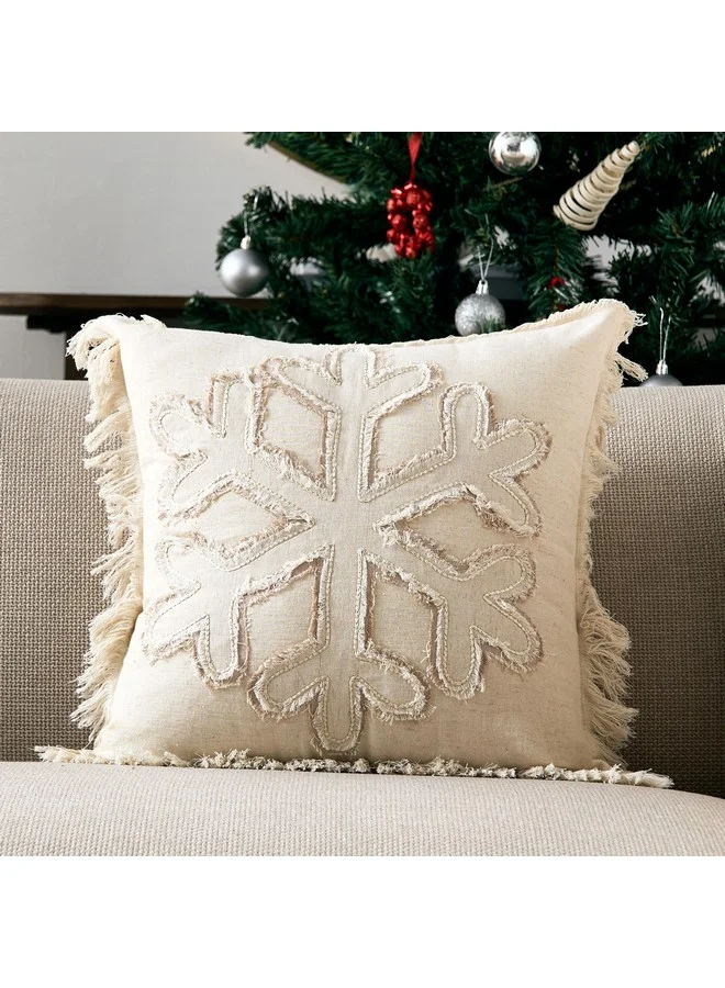 Home Box Nat Snowflake Patch Filled Cushion 45 x 45 cm
