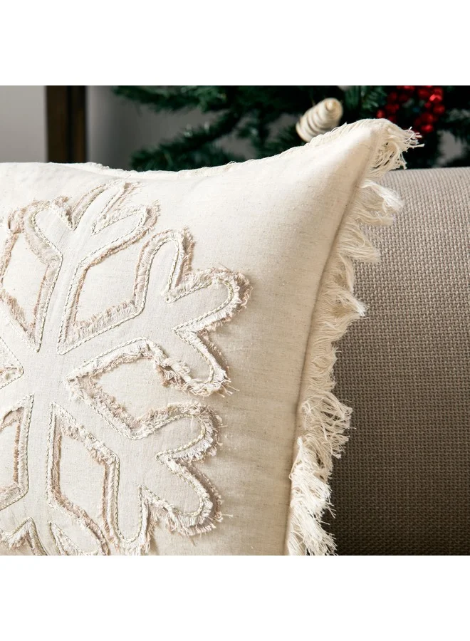 Home Box Nat Snowflake Patch Filled Cushion 45 x 45 cm