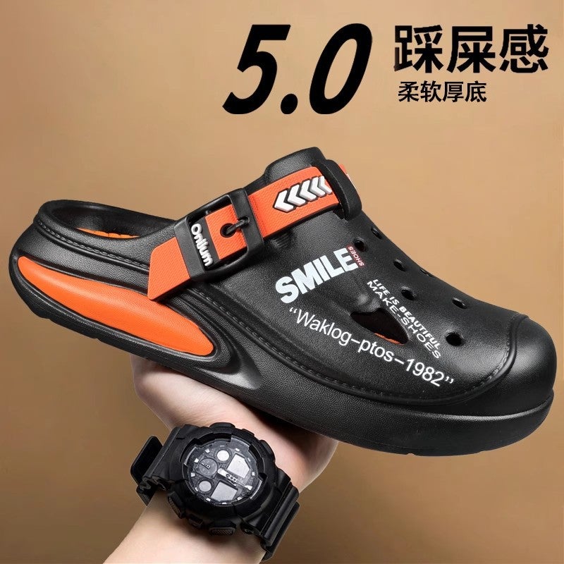 Eva Clogs Men'S Summer Thick-Soled Large Size Slippers For Outer Wear Non-Slip Toe Half-Slip Beach Sports Sandals - Image 2