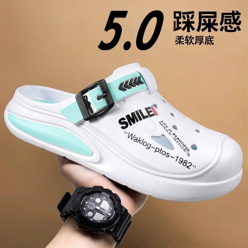 Eva Clogs Men'S Summer Thick-Soled Large Size Slippers For Outer Wear Non-Slip Toe Half-Slip Beach Sports Sandals - Image 4