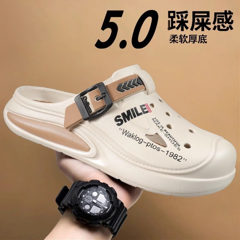 Eva Clogs Men'S Summer Thick-Soled Large Size Slippers For Outer Wear Non-Slip Toe Half-Slip Beach Sports Sandals - Image 1