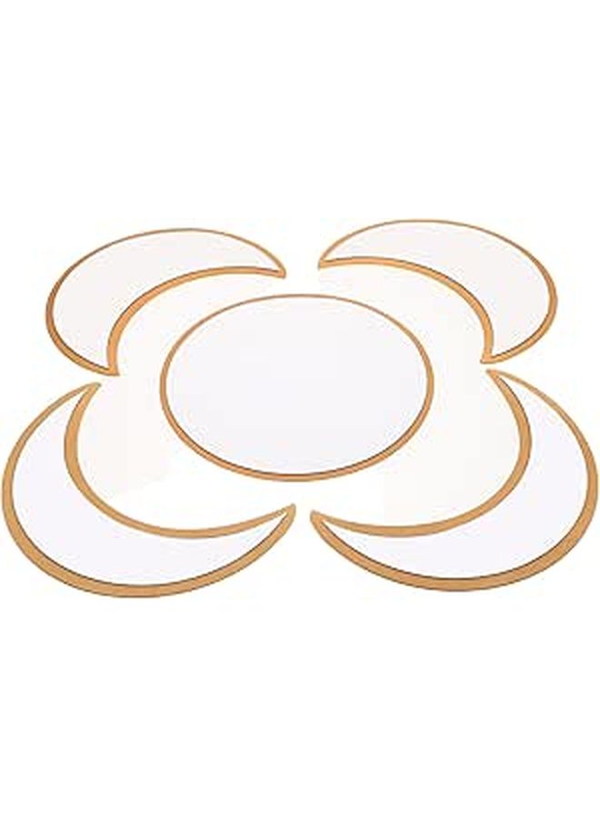 مرآة طور القمر مجموعة 5 قطع نمط نورديك أكريليك مع إطار خشبي ريفي لغرفة النوم - Image 1