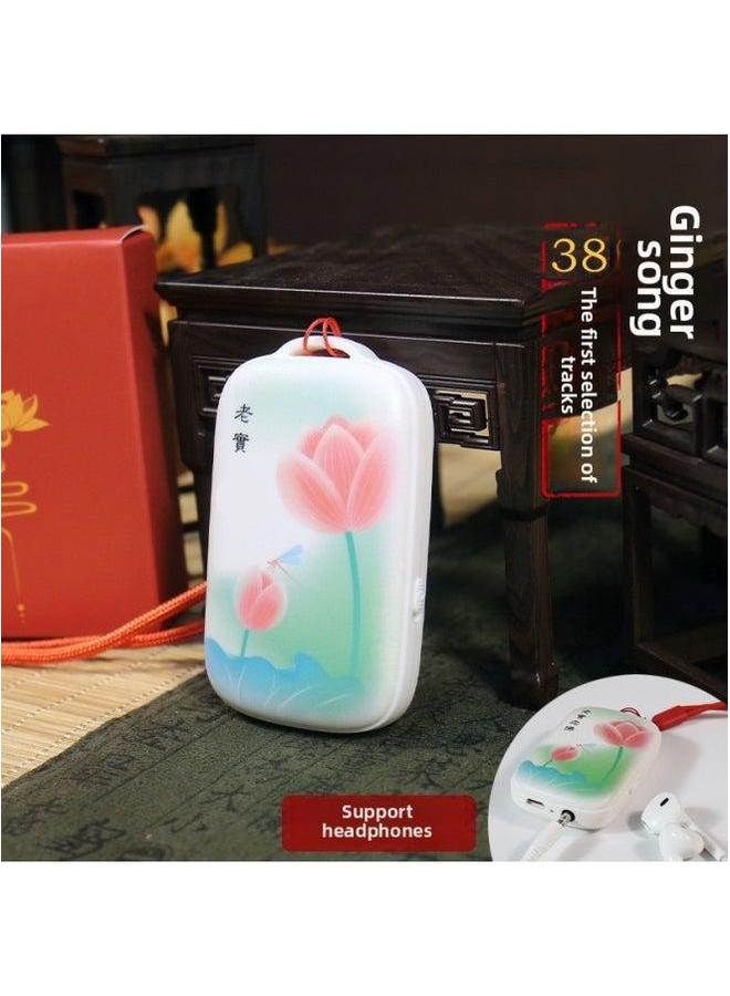 Lotus Pendant Halter Player Meditation Music Small Stereo HD Sound Quality Elderly Listening Charging Portable MP3-Body Color:Lotus Color Picture Built-in 38 Tracks-Memory Capacity:Card  - Image 2