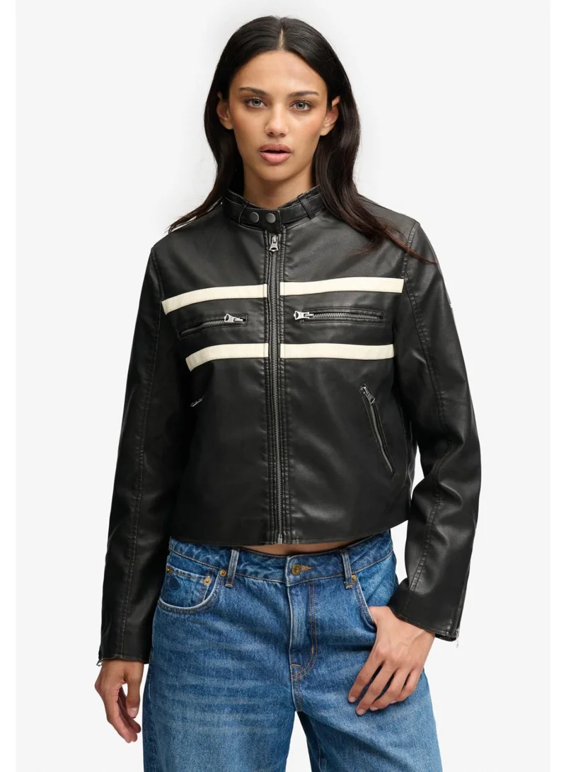 سوبر دراي Moto Faux Leather Jacket