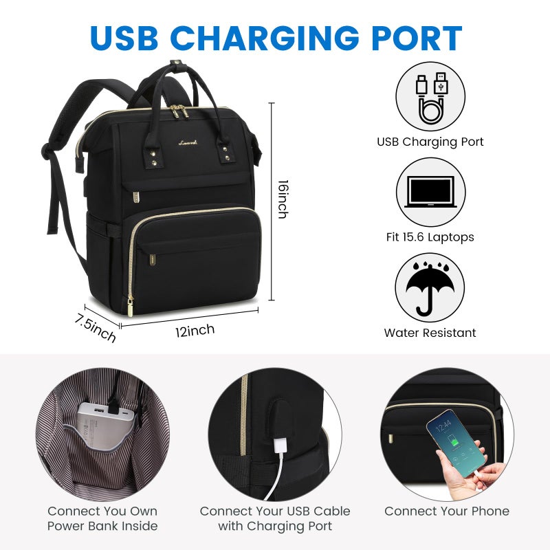 Lovevook Backpack For Women  15.6 Inch Laptop Backpack For Women Teacher Backpack Nurse Bag  Waterproof Work Backpack For Travel  Commuter  College - Image 4