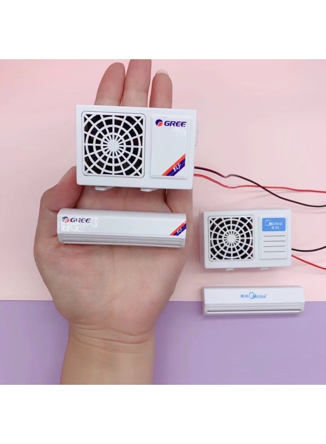 Mini Air Conditioner Inside And Outside Machine Model Miniature Doll House Decoration Model Decoration Scene Props Non-children's Toys-Color:One Set Of Internal And External Machine And One Battery Box  - Image 5