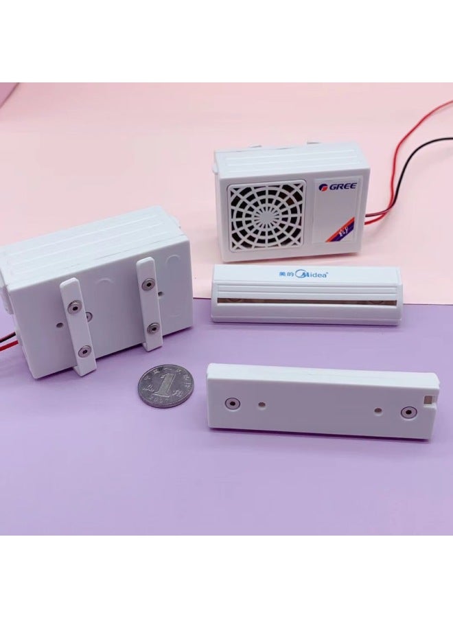 Mini Air Conditioner Inside And Outside Machine Model Miniature Doll House Decoration Model Decoration Scene Props Non-children's Toys-Color:One Set Of Internal And External Machine And One Battery Box  - Image 3