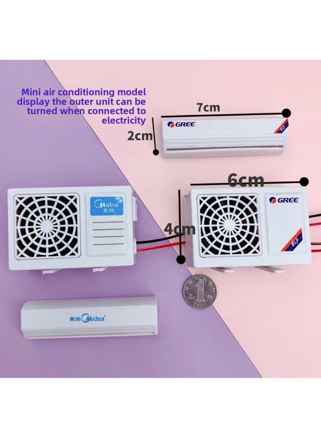 Mini Air Conditioner Inside And Outside Machine Model Miniature Doll House Decoration Model Decoration Scene Props Non-children's Toys-Color:One Set Of Internal And External Machine And One Battery Box  - Image 2