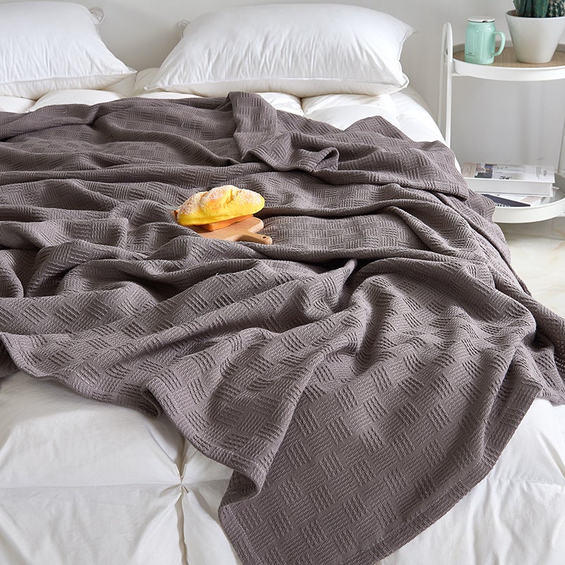 Cotton Gauze Knitted Blanket Towel Quilt Houndstooth Double-Layer Towel Quilt Nap Double Sofa Air-Conditioning Blanket Pure Cotton - Image 3