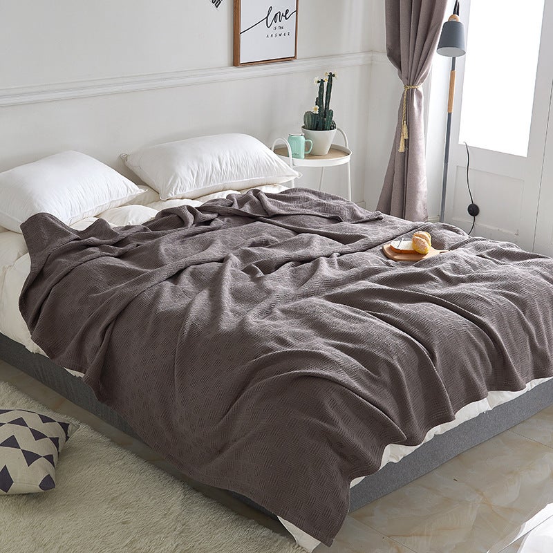 Cotton Gauze Knitted Blanket Towel Quilt Houndstooth Double-Layer Towel Quilt Nap Double Sofa Air-Conditioning Blanket Pure Cotton - Image 1