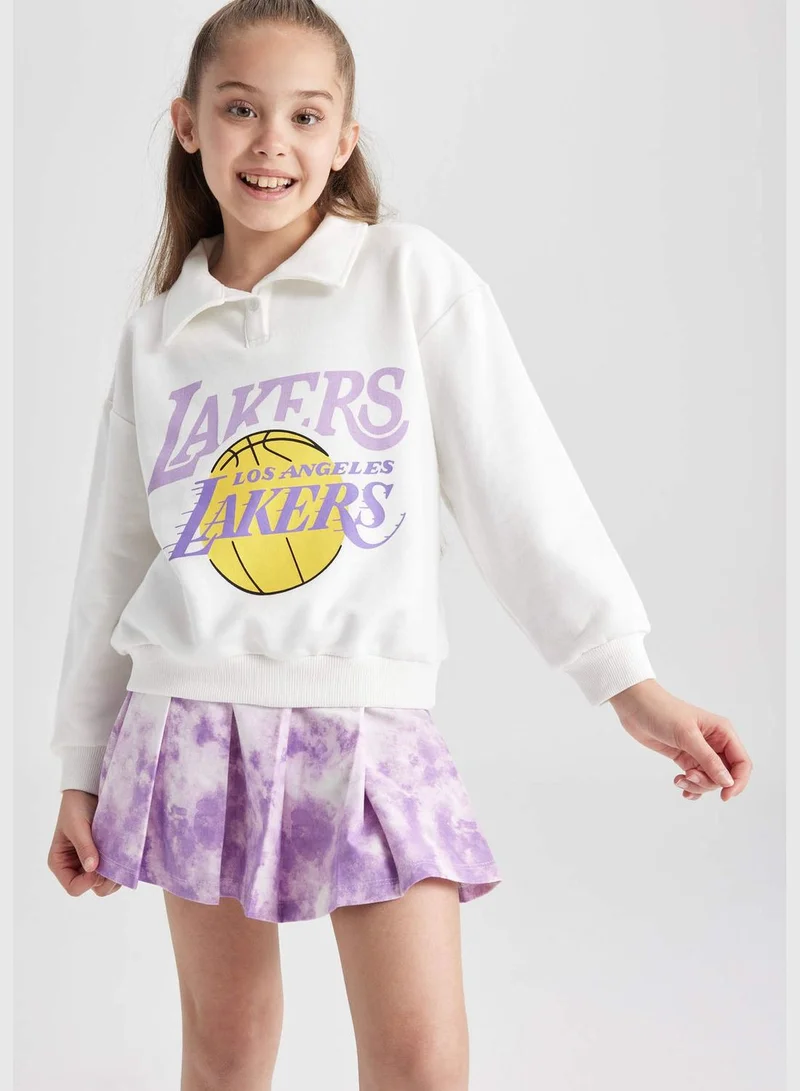 DeFacto Girl NBA Los Angeles Lakers Licenced Polo Neck Long Sleeve Knitted Sweatshirt