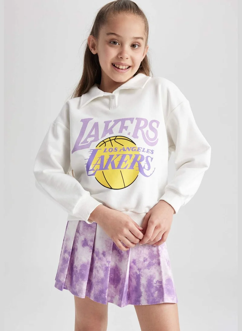 DeFacto Girl NBA Los Angeles Lakers Licenced Polo Neck Long Sleeve Knitted Sweatshirt