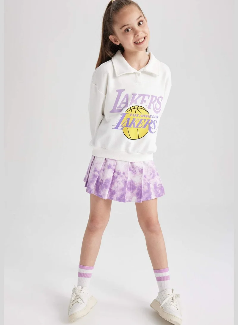 DeFacto Girl NBA Los Angeles Lakers Licenced Polo Neck Long Sleeve Knitted Sweatshirt
