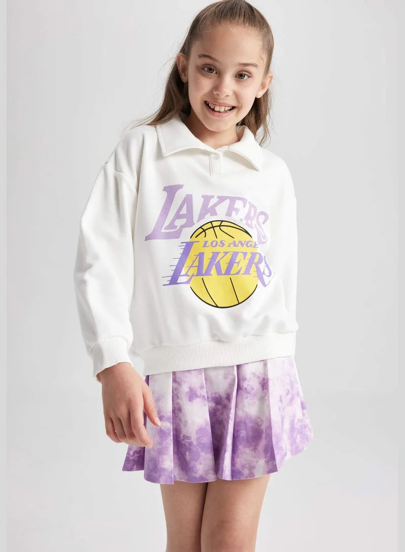 DeFacto Girl NBA Los Angeles Lakers Licenced Polo Neck Long Sleeve Knitted Sweatshirt