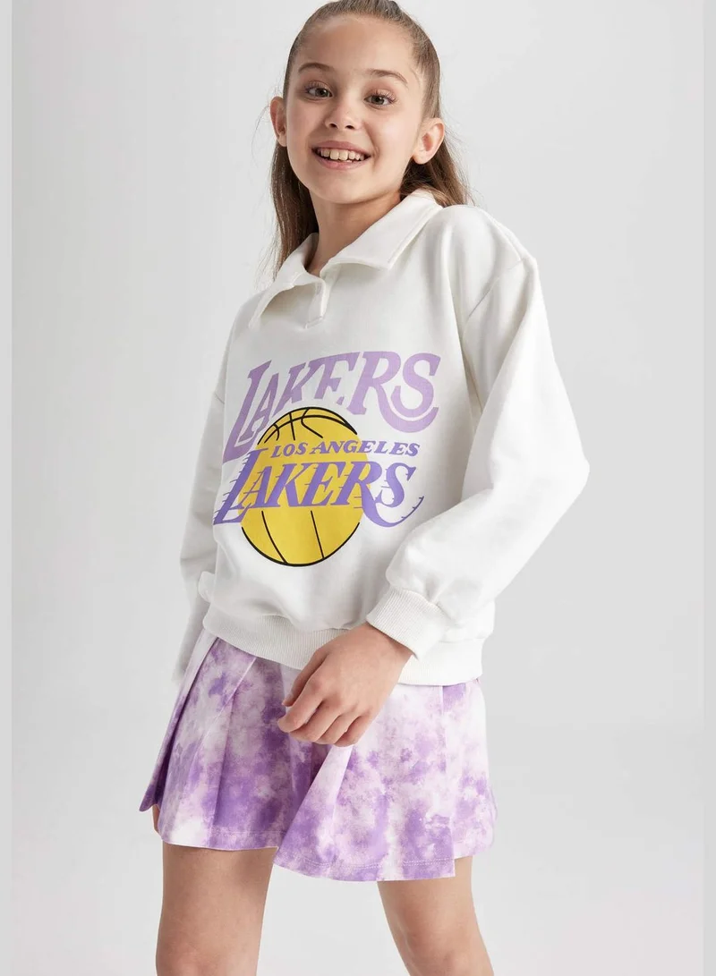 DeFacto Girl NBA Los Angeles Lakers Licenced Polo Neck Long Sleeve Knitted Sweatshirt