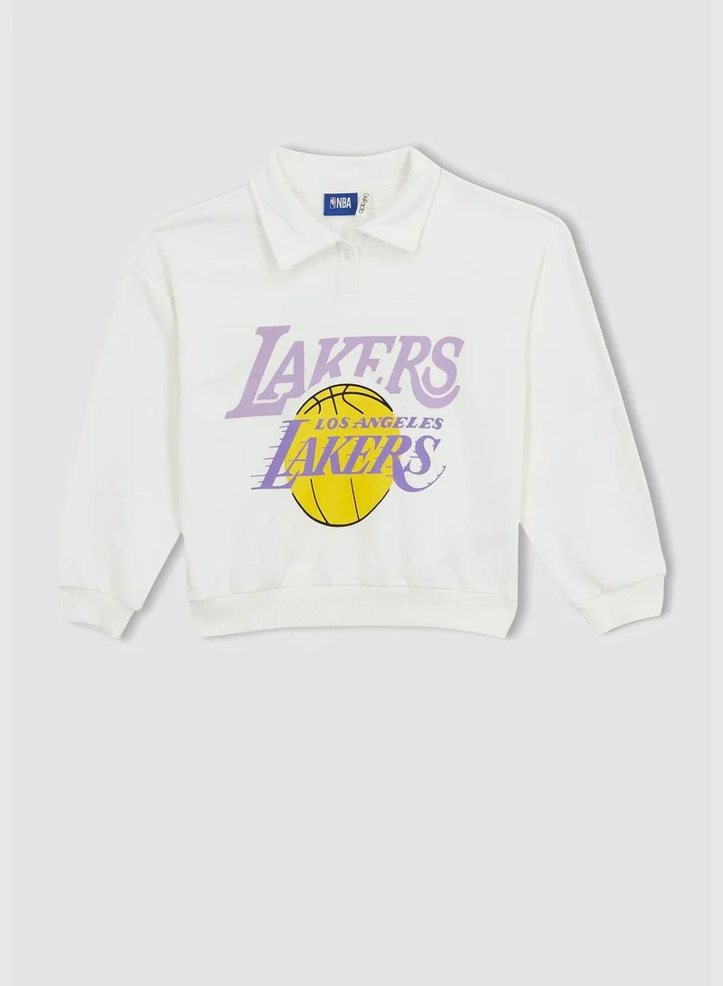 DeFacto Girl NBA Los Angeles Lakers Licenced Polo Neck Long Sleeve Knitted Sweatshirt