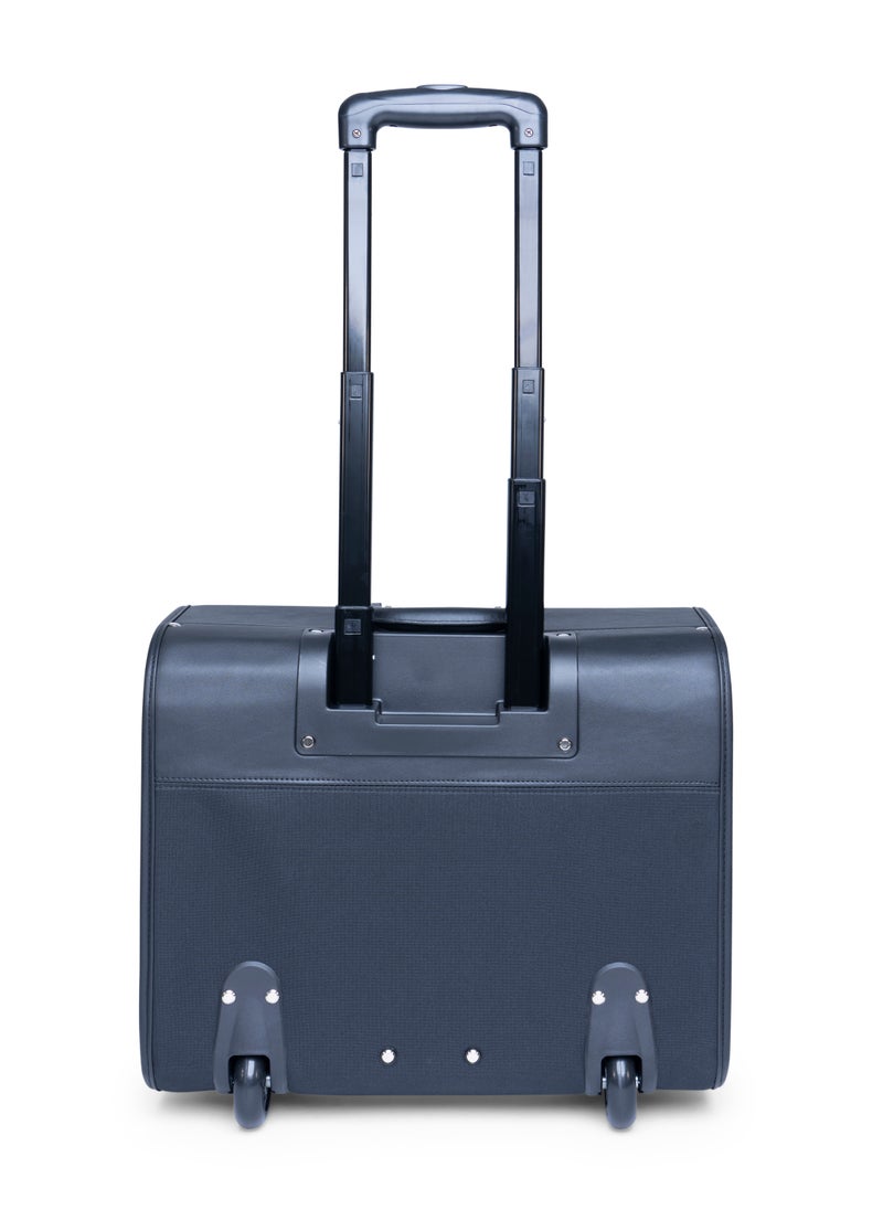 Track Track Vintage Series Semi-Leather Pilot Case - Business Carry-on Suitcase, Durable Cabin Bag with Laptop Pocket, Combination Lock, Organizer, Smooth Wheels, Telescopic Handle Business Suitcase Black  - Image 3