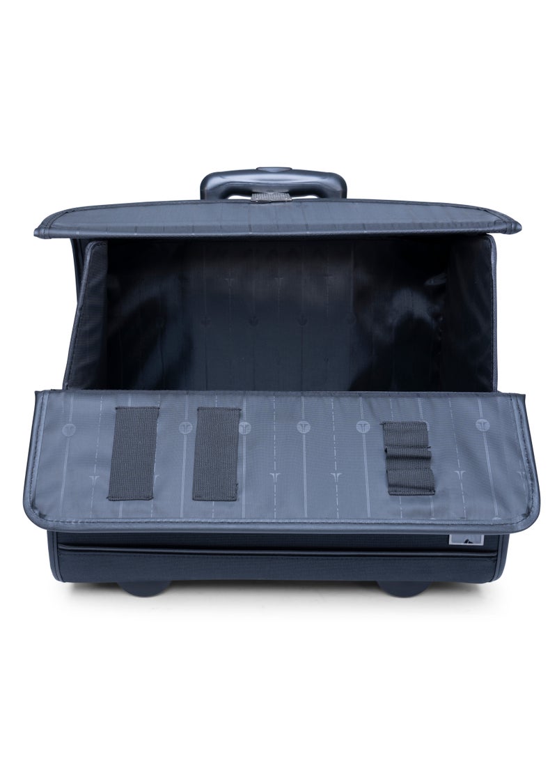 Track Track Vintage Series Semi-Leather Pilot Case - Business Carry-on Suitcase, Durable Cabin Bag with Laptop Pocket, Combination Lock, Organizer, Smooth Wheels, Telescopic Handle Business Suitcase Black  - Image 4