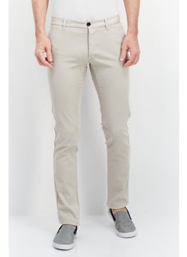 Men Regular Fit Textured Chino Pants, Beige