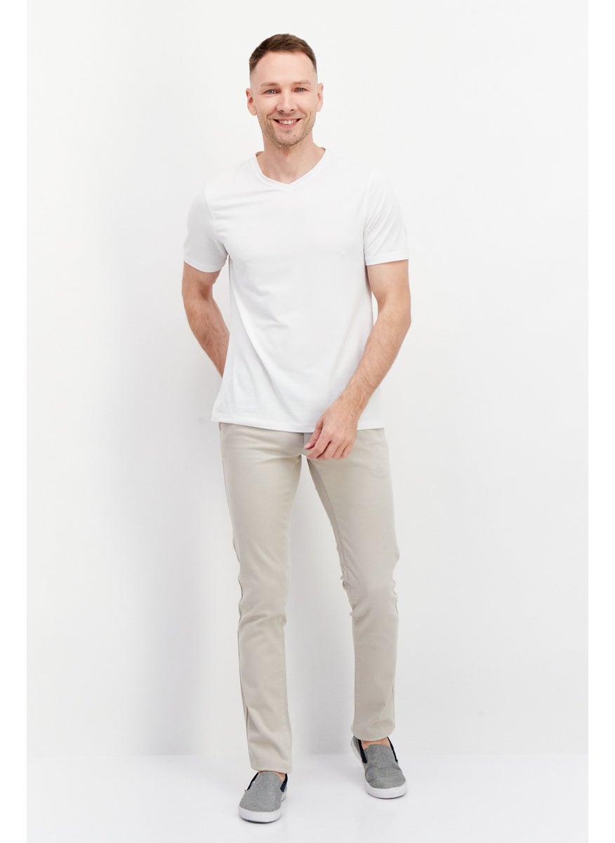 TRUSSARDI JEANS - Men Regular Fit Textured Chino Pants, Beige - Image 1