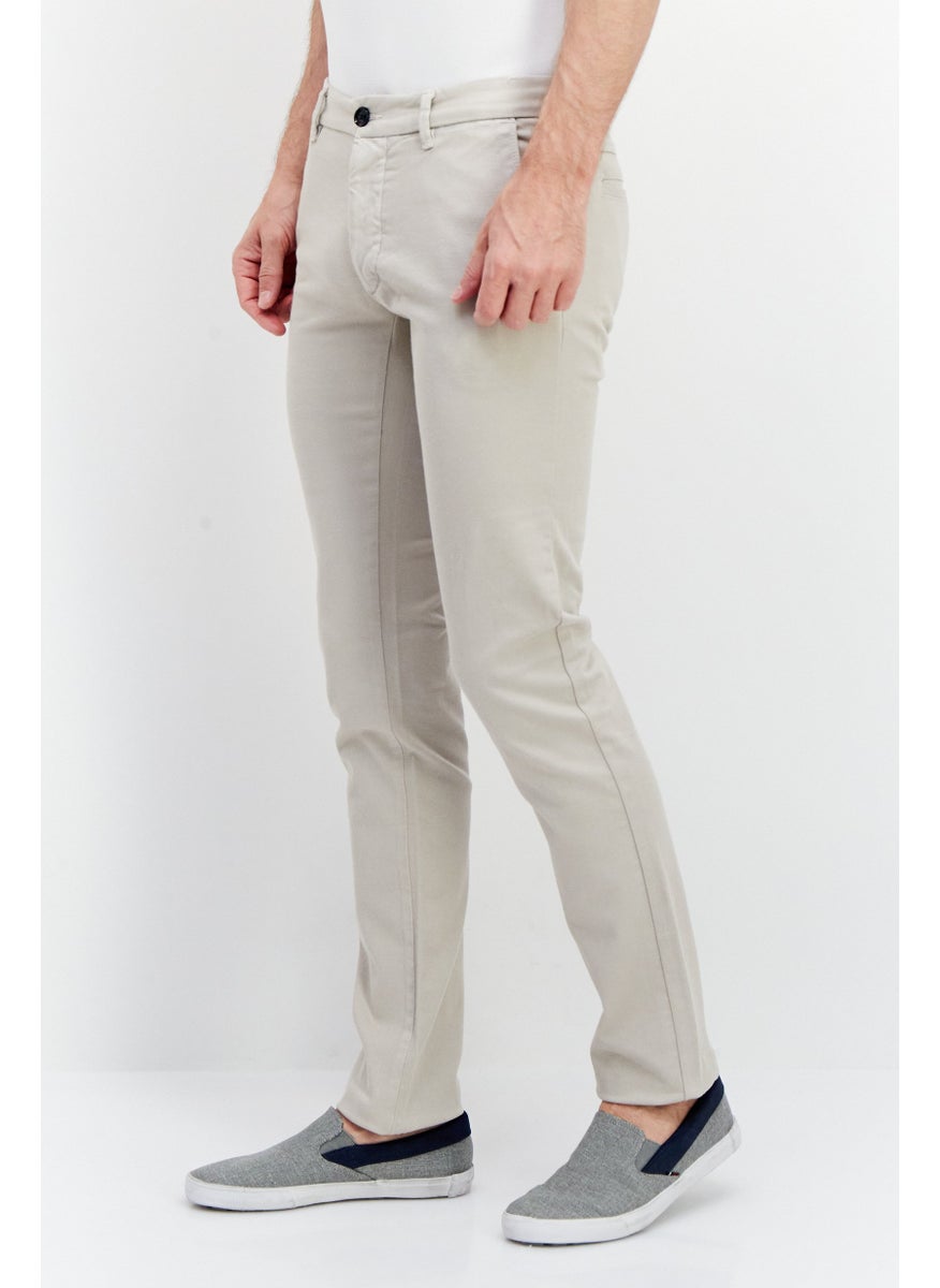 TRUSSARDI JEANS - Men Regular Fit Textured Chino Pants, Beige - Image 1