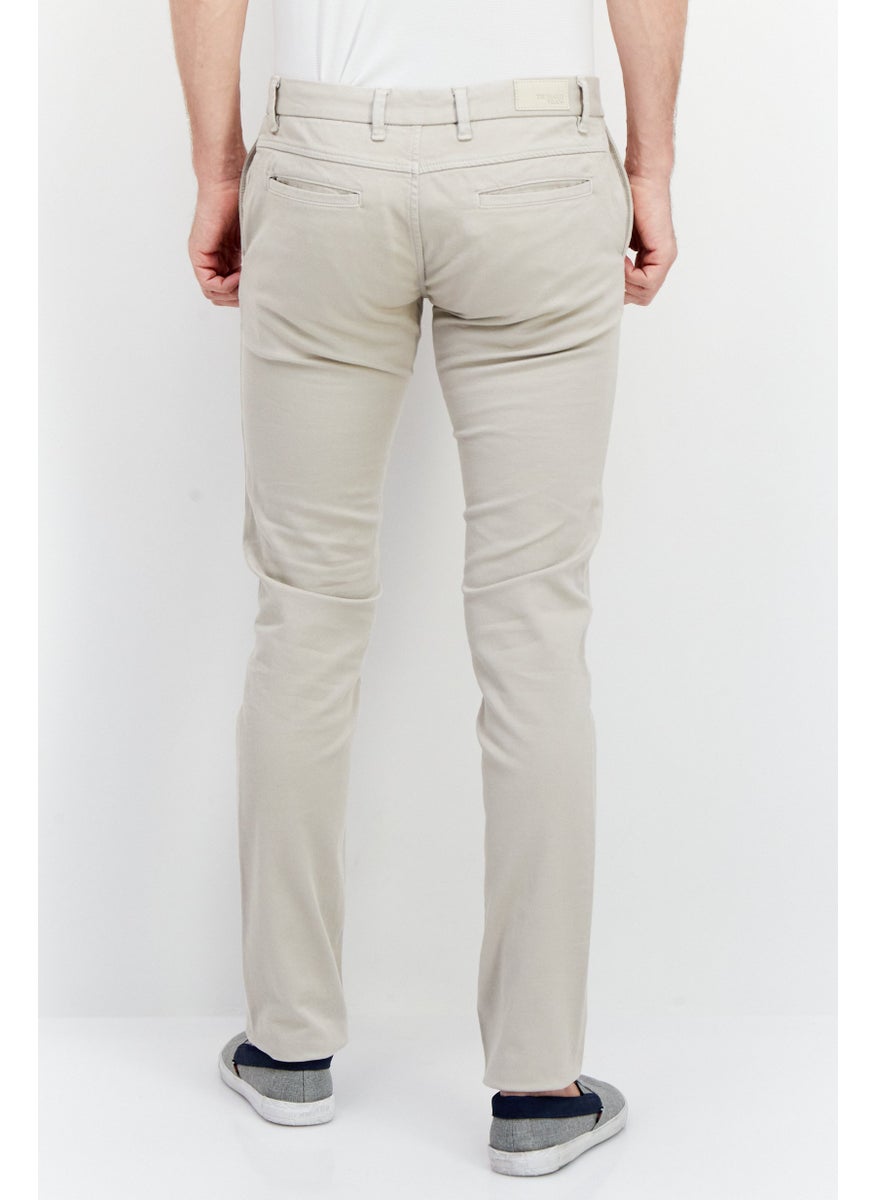 TRUSSARDI JEANS - Men Regular Fit Textured Chino Pants, Beige - Image 1