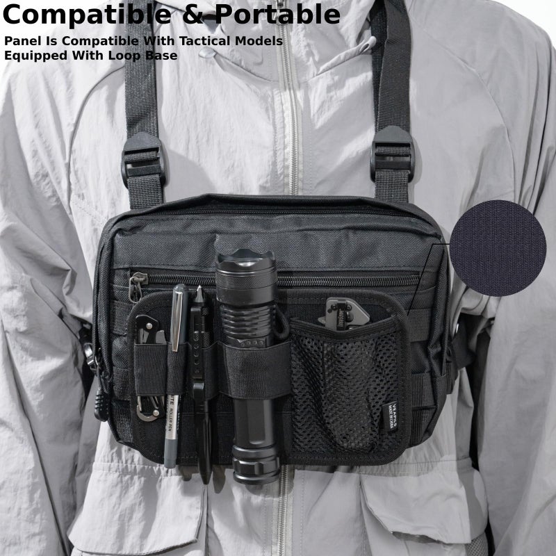 VEAPILS Tactical Bag Insert Panel Organizer, Hook and Loop Modular Backpack Insert Organizer, Small Admin Pouch with Hook Fasteners, Tactical Backpack Accessorie for Travel Bag (Black) - Image 3