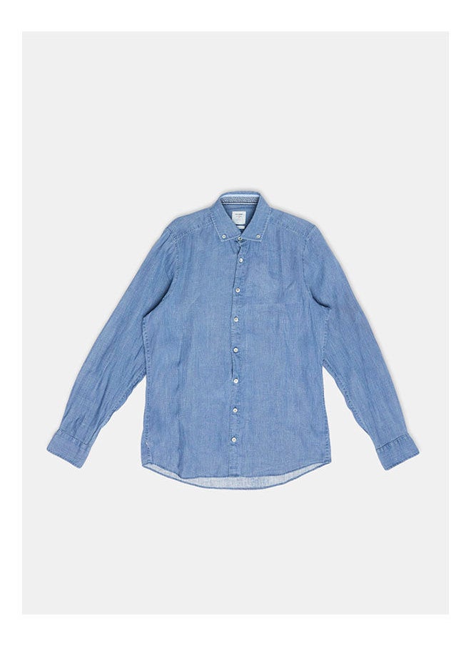 Olymp - Collared Neck Long Sleeve Plain/Basic Shirt - Image 1