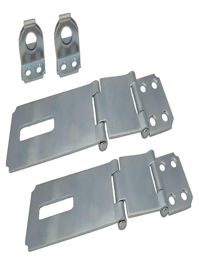 QCAA Double Hinge hasp and Fixed Staple, Zinc Plated, 4-1/2", 2 Pack - Image 1