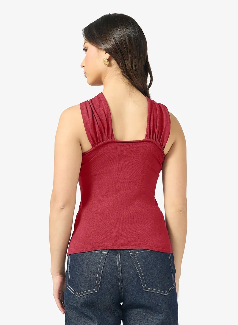 Ginger Halter Neck Top with Gold Accent