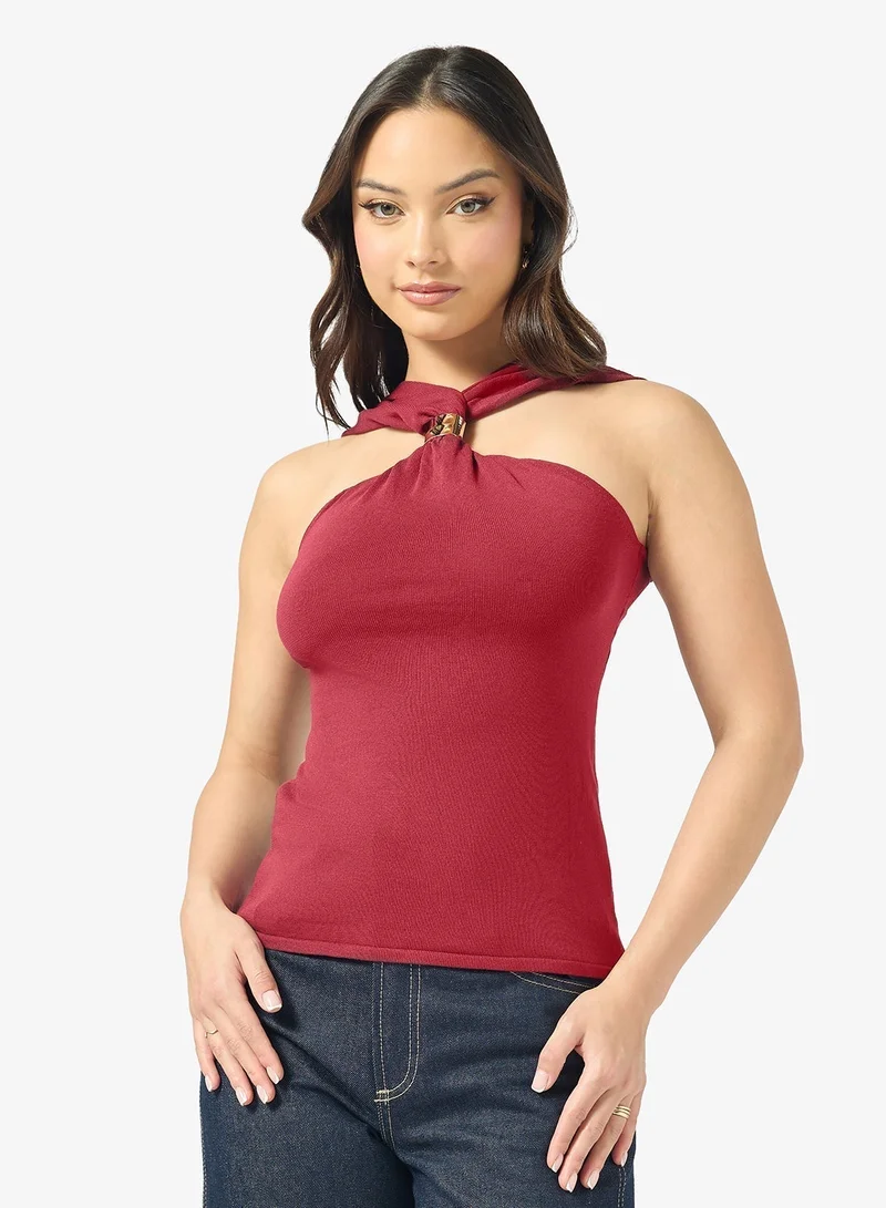 Ginger Halter Neck Top with Gold Accent