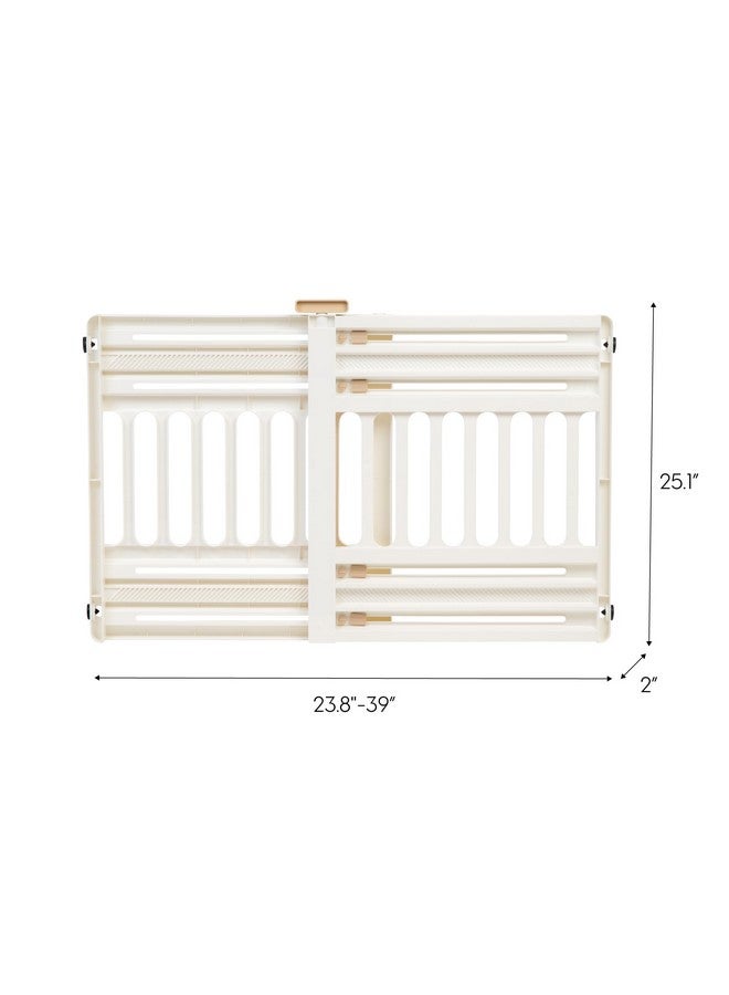 IRIS بوابة الكلاب IRIS USA 24"-39"، حاجز داخلي قابل للتعديل للحيوانات الأليفة، بوابة للحيوانات الأليفة للجرو، الكلاب الصغيرة، القطط، قفل سهل بالتواء للأبواب والسلالم، محمولة، قابلة للتوسيع، 25" ارتفاع، أبيض - Image 2