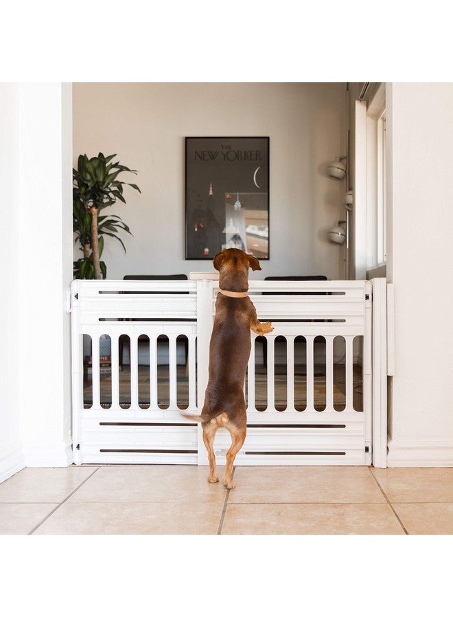 IRIS بوابة الكلاب IRIS USA 24"-39"، حاجز داخلي قابل للتعديل للحيوانات الأليفة، بوابة للحيوانات الأليفة للجرو، الكلاب الصغيرة، القطط، قفل سهل بالتواء للأبواب والسلالم، محمولة، قابلة للتوسيع، 25" ارتفاع، أبيض - Image 3