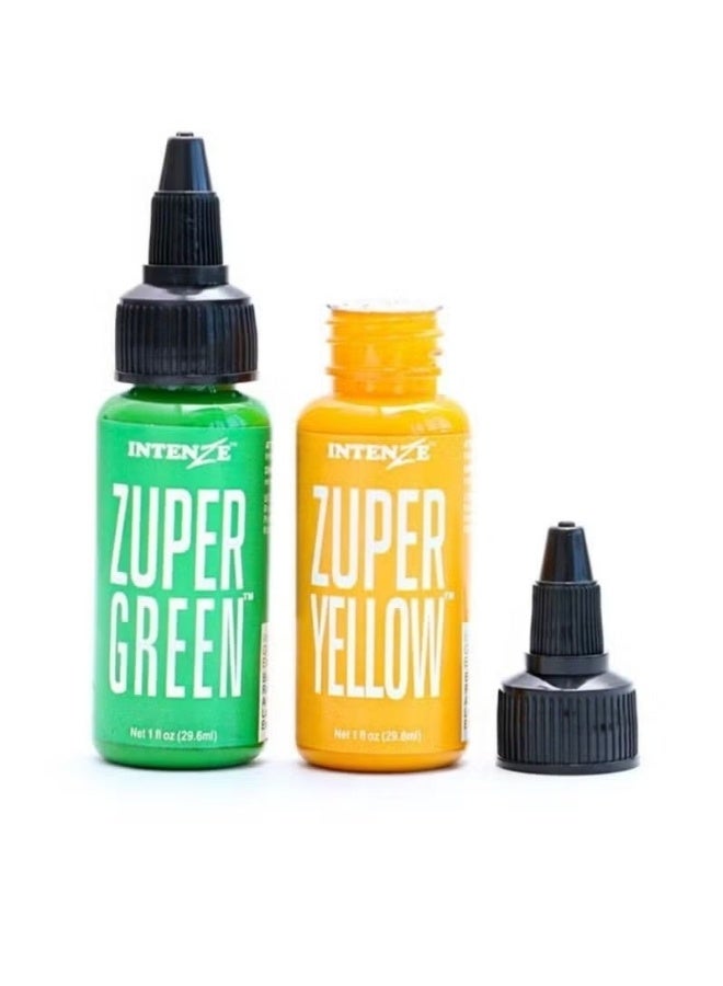 Intenze Tattoo Ink Green 29.6ml Professional Tattoo Pigment High Saturation Long Lasting Skin Safe Vegan Ink - Image 2