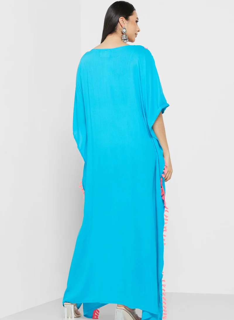 ARABIAN CLOSET Embroidered Flared Sleeve Kaftan