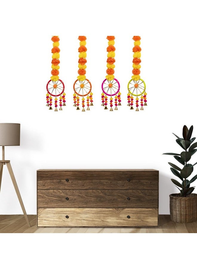 Kaameri Bazaar Wool Handmade Artificial Marigold Fluffy Flowers Hanging For Home&Office Decoration|Temple Pooja Room Decoration|Balcony Decoration|Artificial Flower Backdrop|Pack Of 6 - Image 2