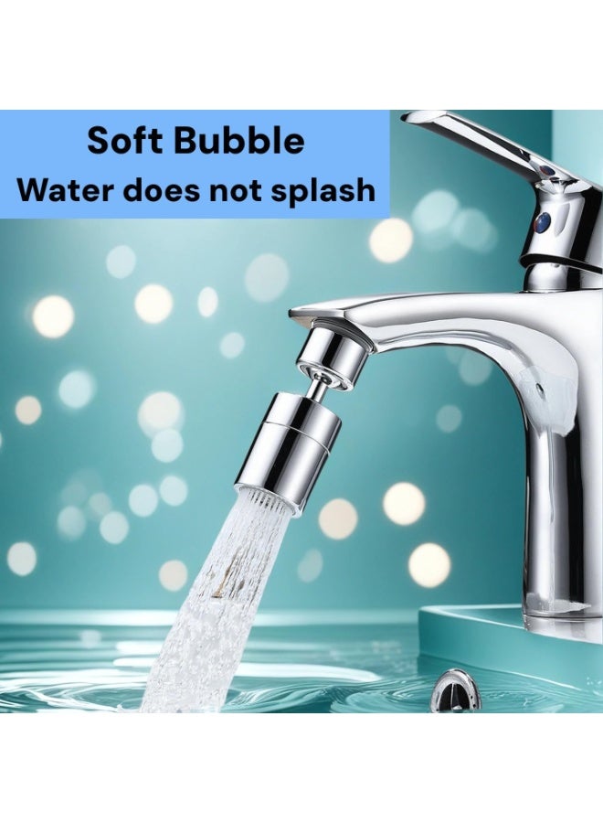 Swivel Faucet Aerator, 720 Degree Swivel Faucet Extender with Dual Function Sprayer and 6 Universal Adapters, Leak-Proof Faucet Head Sprayer Attachment for Kitchen/Bathroom, Chrome - Image 2