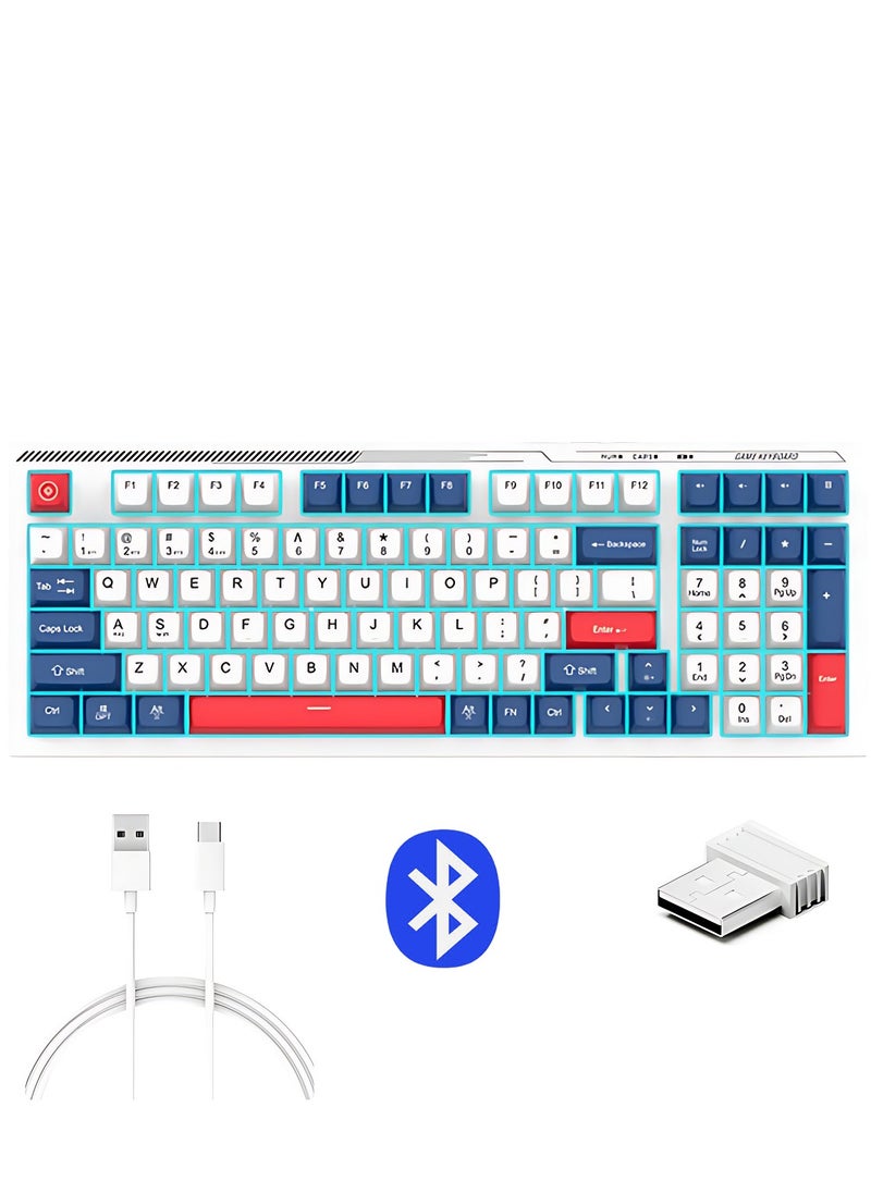 ARNOTEC VK98 wireless keyboard, Bluetooth/2.4G Wireless/USB Wired 3 Modes，Single color light, 7 switchable backlight colors, breathing light 98 keys 3 colors gaming keycap office silent keyboard  - Image 1
