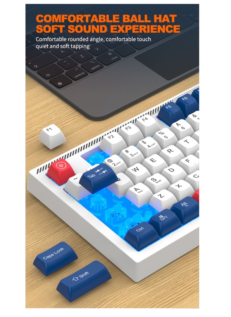 ARNOTEC VK98 wireless keyboard, Bluetooth/2.4G Wireless/USB Wired 3 Modes，Single color light, 7 switchable backlight colors, breathing light 98 keys 3 colors gaming keycap office silent keyboard  - Image 4