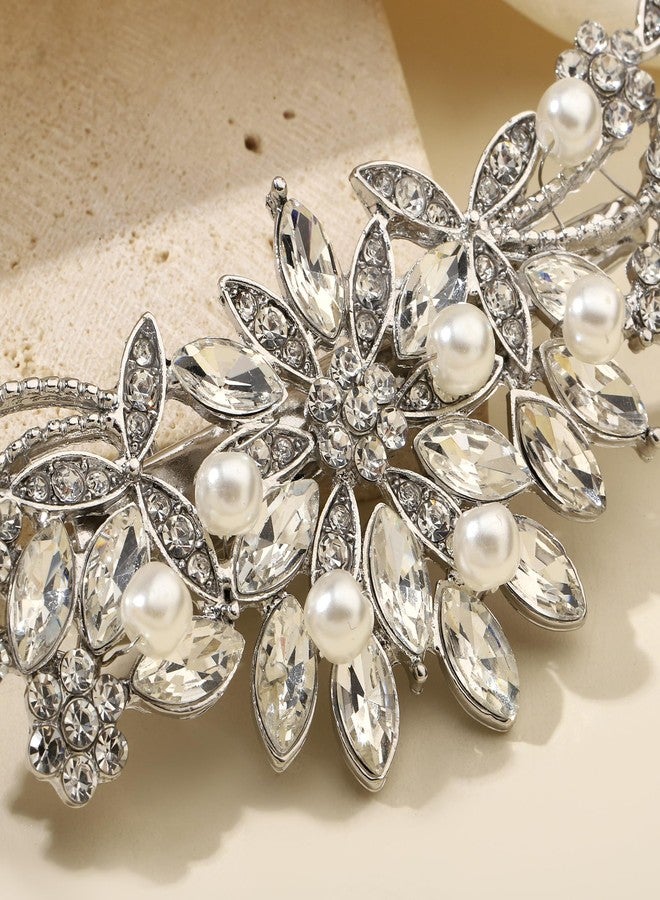 Hapibuy Crystal Rhinestone Pearl Hair Clip Comb Silver Wedding Hair Acessory Bridal Hair Pins Bride Headpiece - Image 2